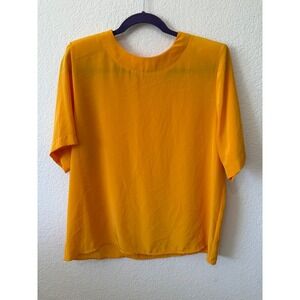 Alyssa Carr Womens Mustard Yellow Short Sleeve Crew Neck Blouse‎ Top Size 12